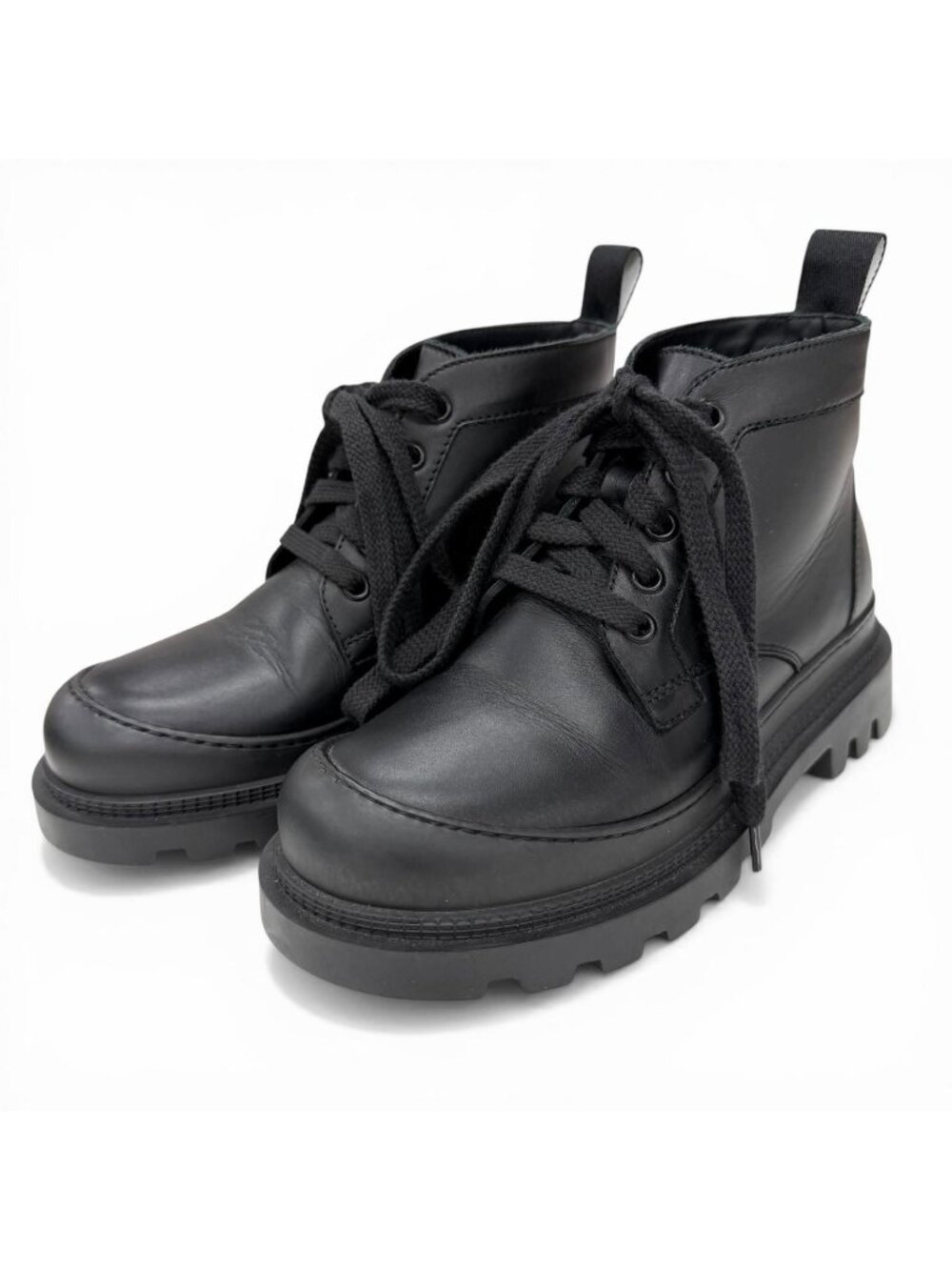 Loewe Mid Cut Combat Boots Leather Short Black